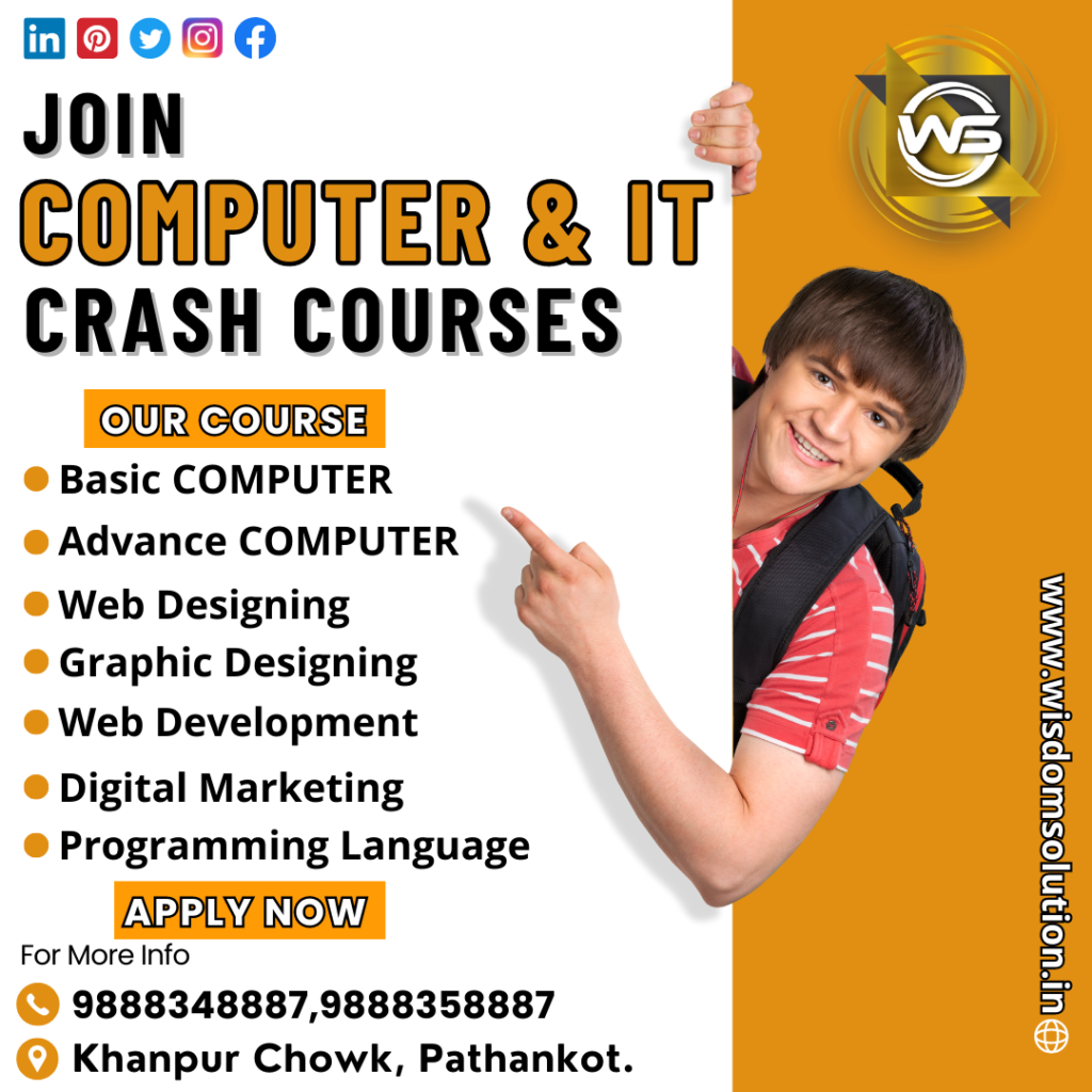 Computer & IT Crash Courses in Pathankot
Computer & IT Courses in Pathankot

