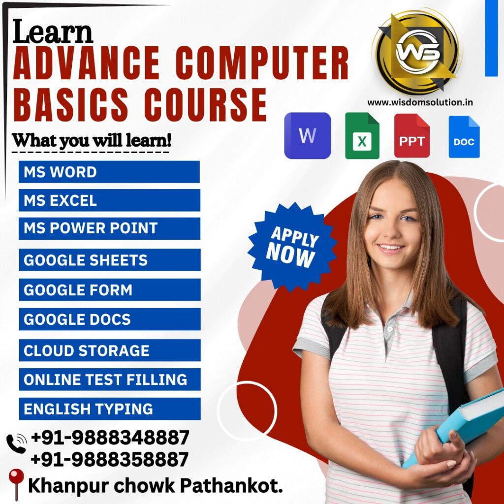 Best Advance Computer Basics Course in Pathankot