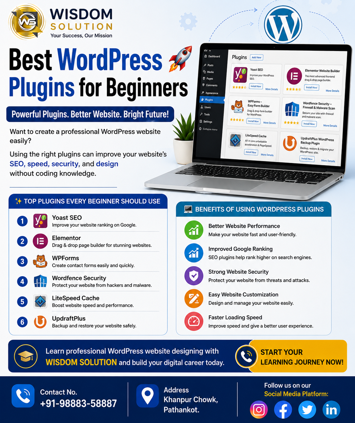 Best WordPress Plugins for Beginners in 2026 | Wisdom Solution
