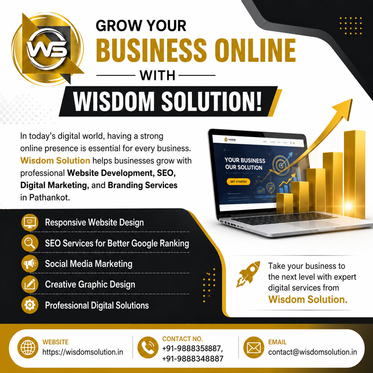How Wisdom Solution Helps Businesses Grow Online | Pathankot Services