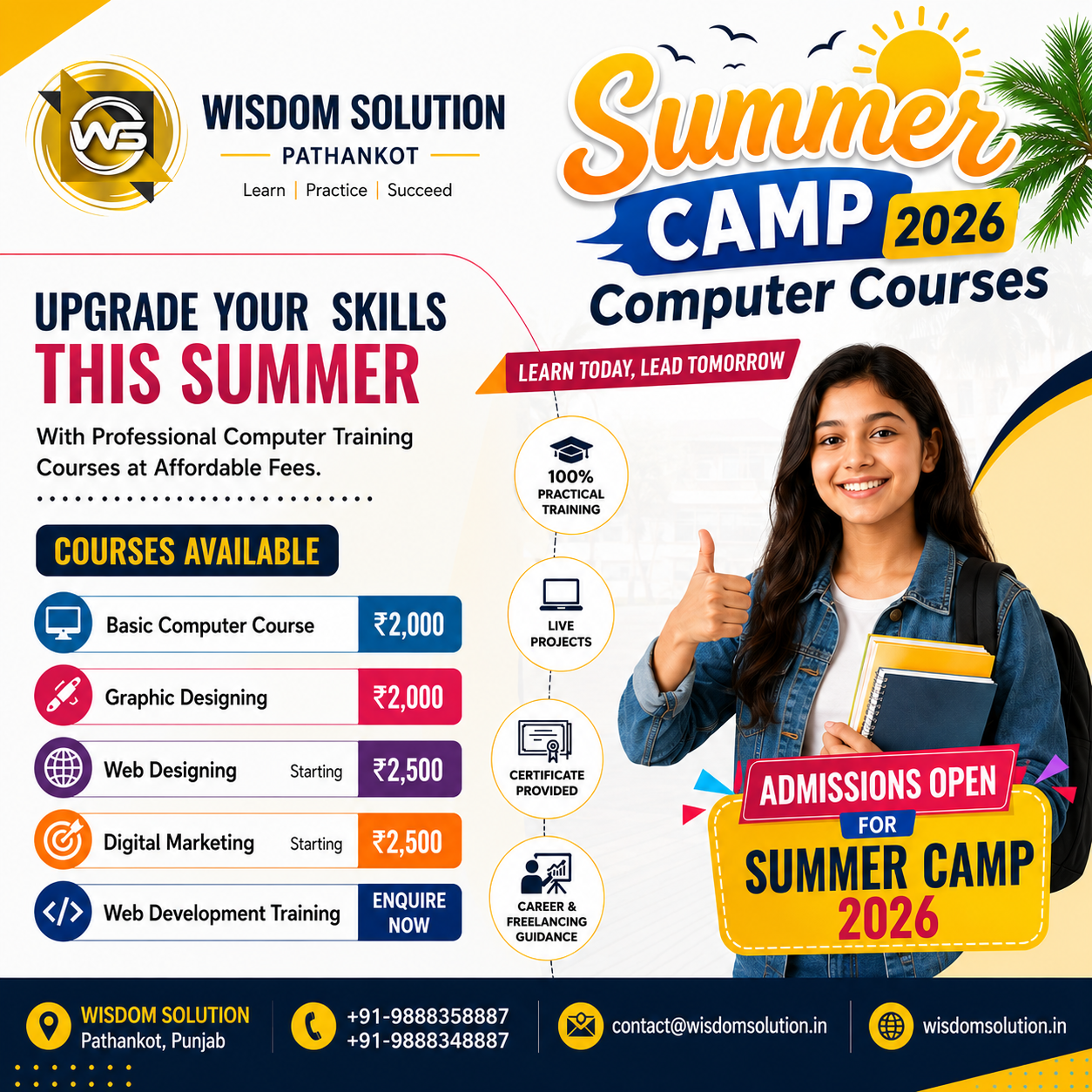 Summer Camp Computer Courses 2026 – Wisdom Solution Pathankot
