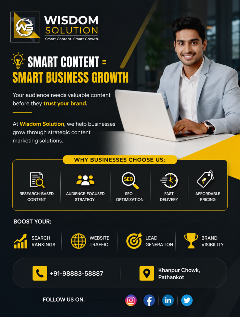 Best Content Marketing Services in Pathankot by Wisdom Solution