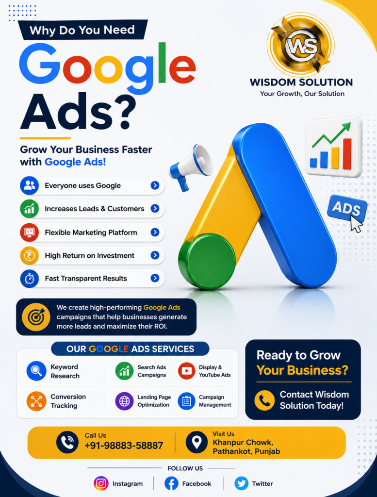 Grow Your Business Faster With Google Ads in Pathankot