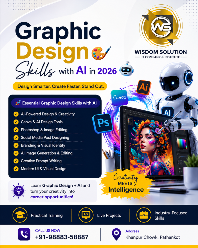 Graphic Design Skills with AI in 2026 at Wisdom Solution, Pathankot.